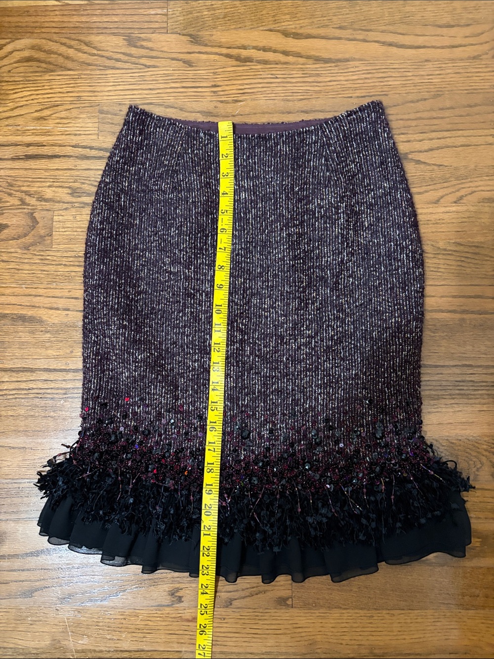 Lafayette 148 New York brown tweed hand beaded academia pencil wool skirt 4 - Picture 14 of 15